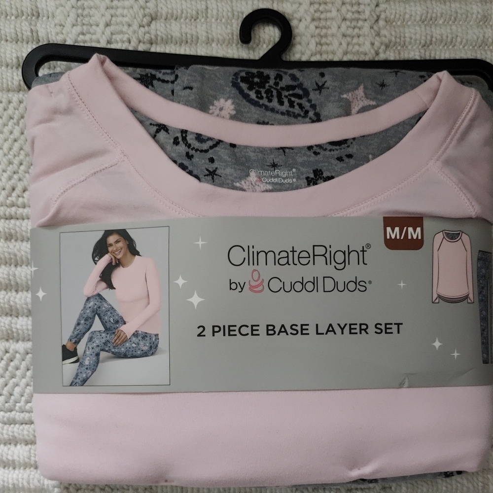 Cuddl Duds Pink ClimateRight Base Layer Set